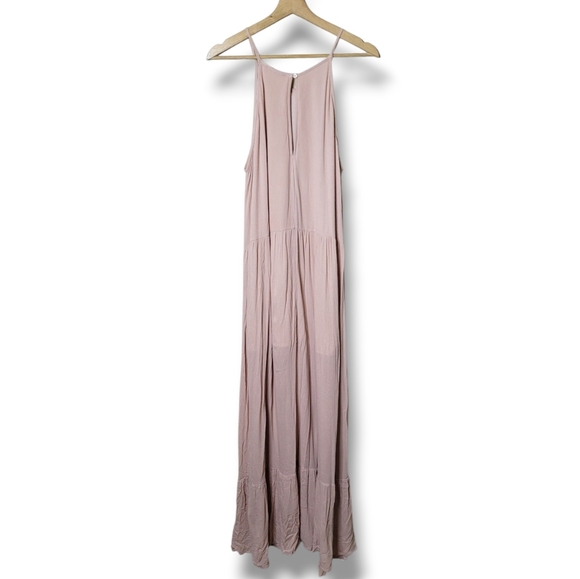 Loveriche Boho Tiered Maxi Dress Crochet Panel Halter Size L NWT - Picture 5 of 9